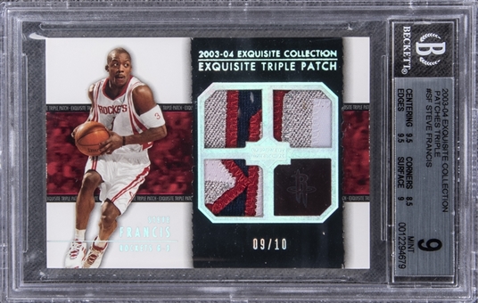 2003-04 UD "Exquisite Collection" Triple Patch #SF Steve Francis Game Used Patch Card (#09/10) – BGS MINT 9